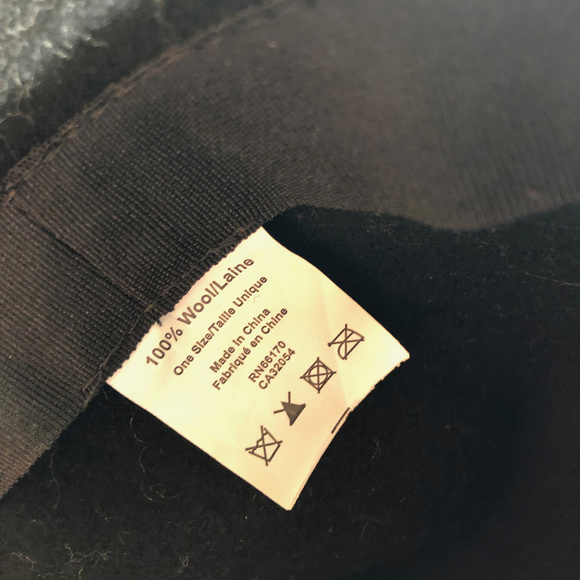 Black Wool Wide Brim Hat with Feathered Trim - Picture 2 of 2